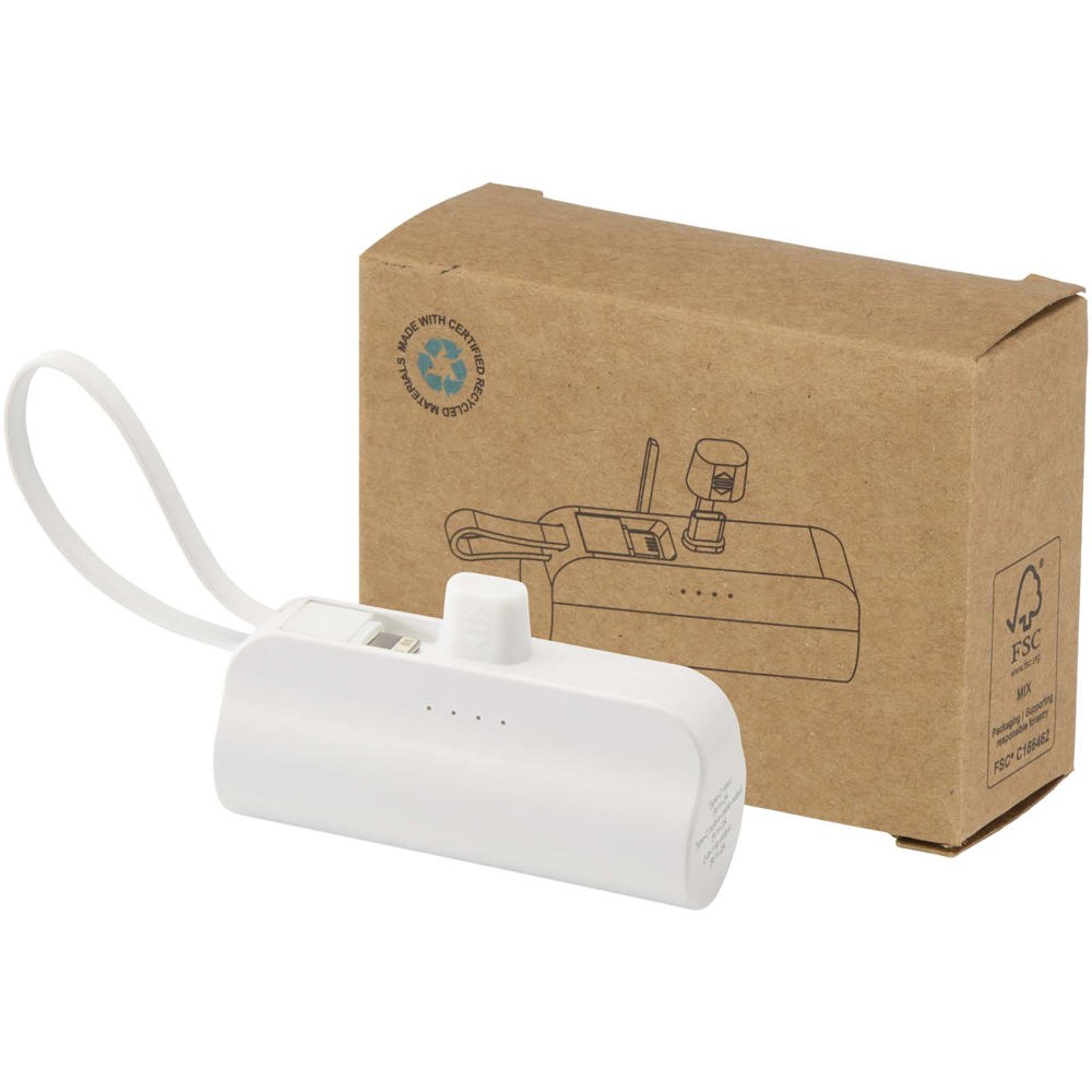Alnair 10 W 5000 mAh Typ C Powerbank aus recyceltem Kunststoff mit integriertem Klappständer und 2 in 1 Kabel