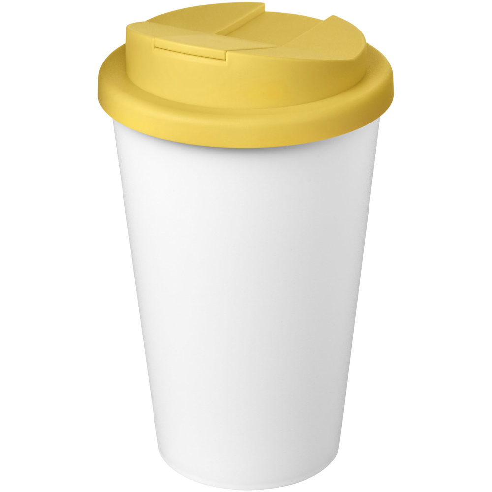 Americano® Eco 350 ml recycelter Becher mit auslaufsicherem Deckel - gelb, weiss