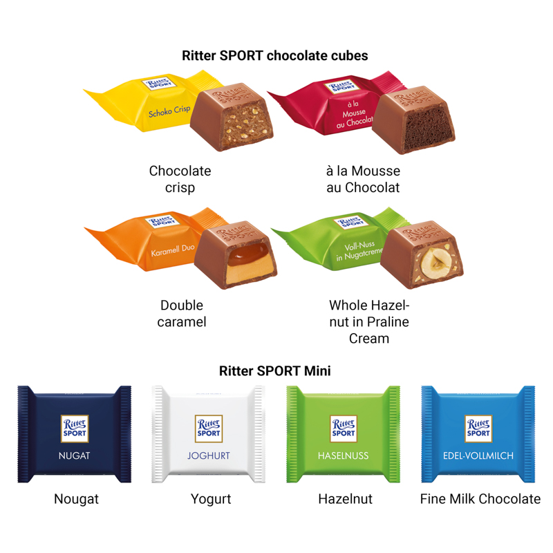 Adventskalender quadratisch, Blister kompostierbar, Ritter SPORT Schokowürfel