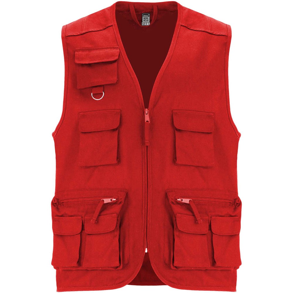 Venera Arbeitsweste mit V-Ausschnitt und mehreren Taschen, 200 g/m2 - rot