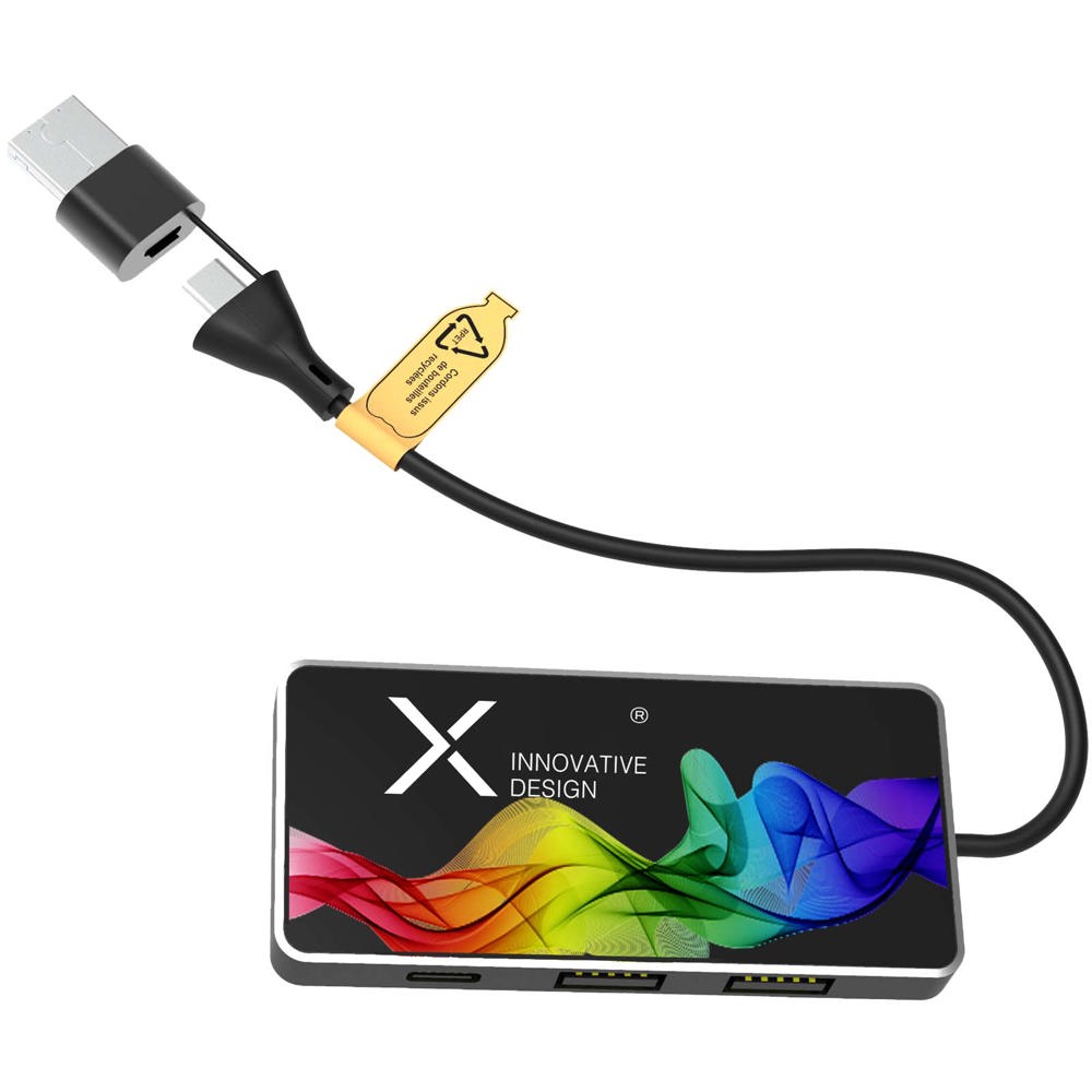 SCX.design H20 8-in-1 USB-Hub mit dualem Eingang und 6 Ports und Leuchtlogo