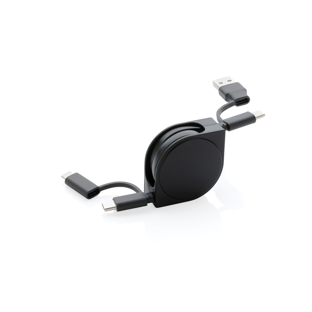 4-in-1 Kabel aus TPE und RCS Standard recyceltem Kunststoff - schwarz (± PMS Black)