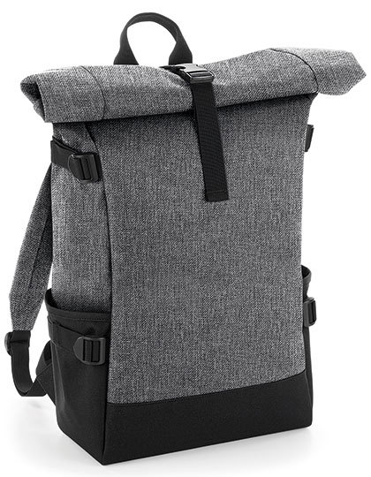 BagBase - Block Roll-Top Backpack - Grey Marl, Black