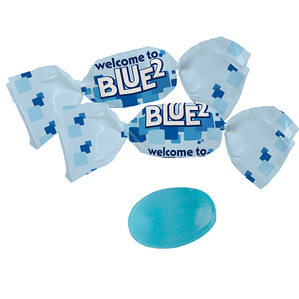 Blaues Bonbons komp. Werbewickel
