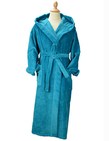 ARTG - DeLuxe Velour Bathrobe with hood - Deep Blue