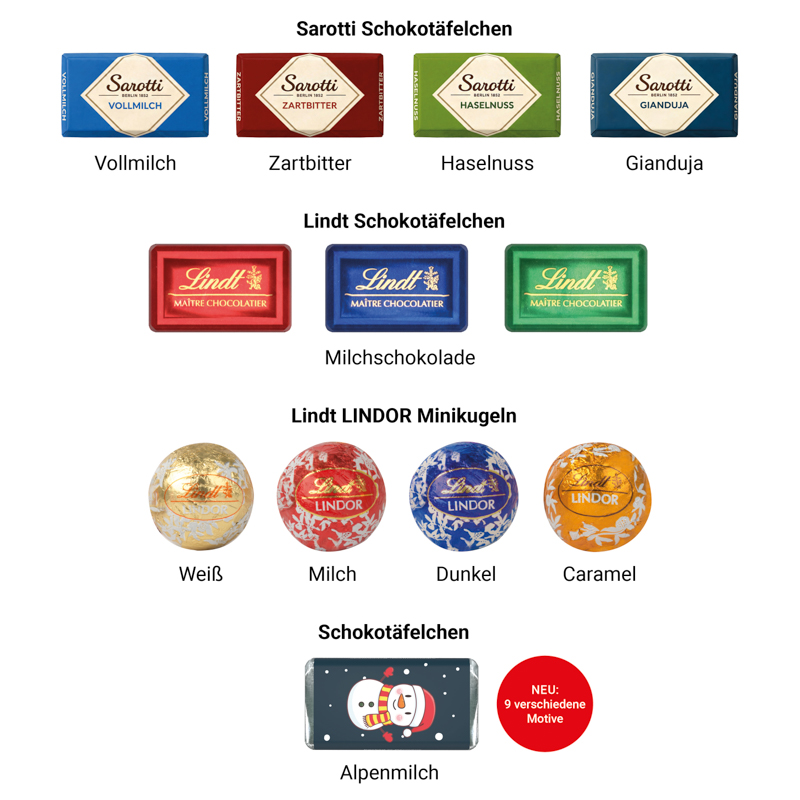 Shape Adventskalender Trikot, Schokotäfelchen in weihnachtlichen Motiven