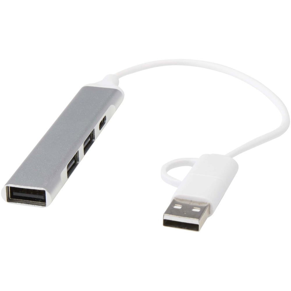 Alkaid 4 Port Hub aus recyceltem Aluminium mit USB-A- und Typ-C-Anschlüssen und zwei Eingängen