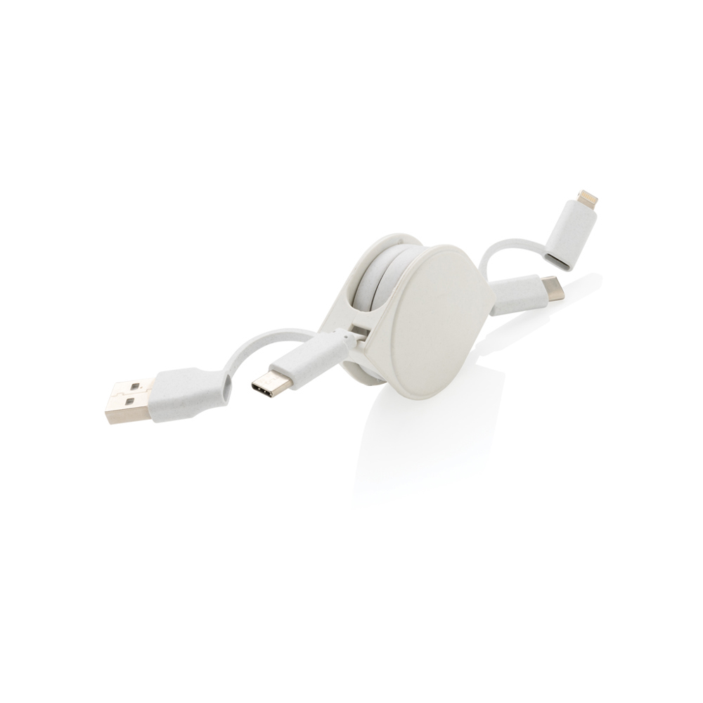 4-in-1 Kabel aus TPE und RCS Standard recyceltem Kunststoff - weiß (± PMS White)