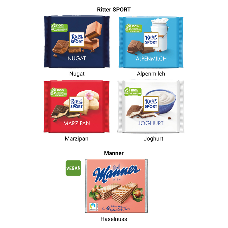 Präsentbox Premium, Wald-Stanzung, Manner Waffeln
