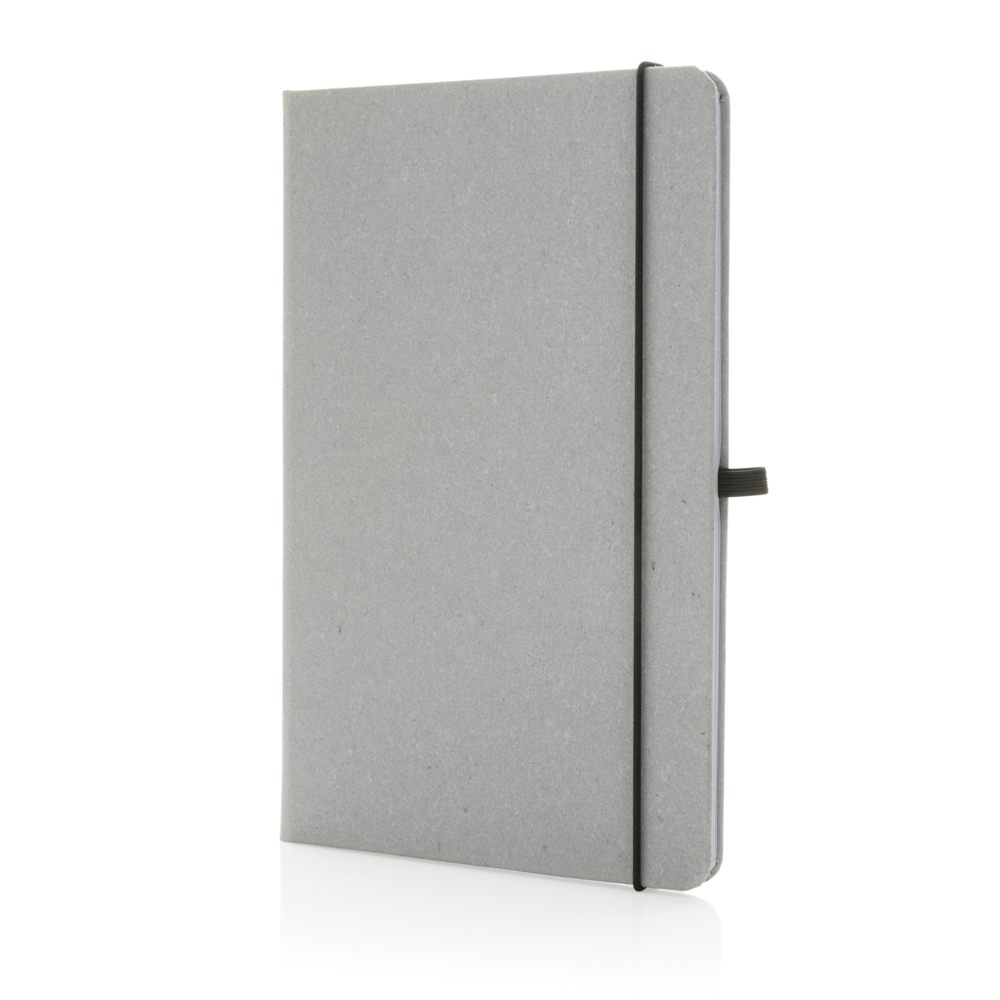 A5 Hardcover Notizbuch aus GRS recyceltem PU - Hellgrau (± PMS 420)