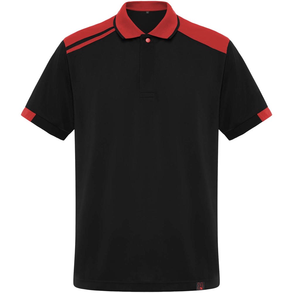 Samurai Kurzärmeliges Poloshirt mit antibakterieller Wirkung, 160 g/m2, unisex - schwarz, rot