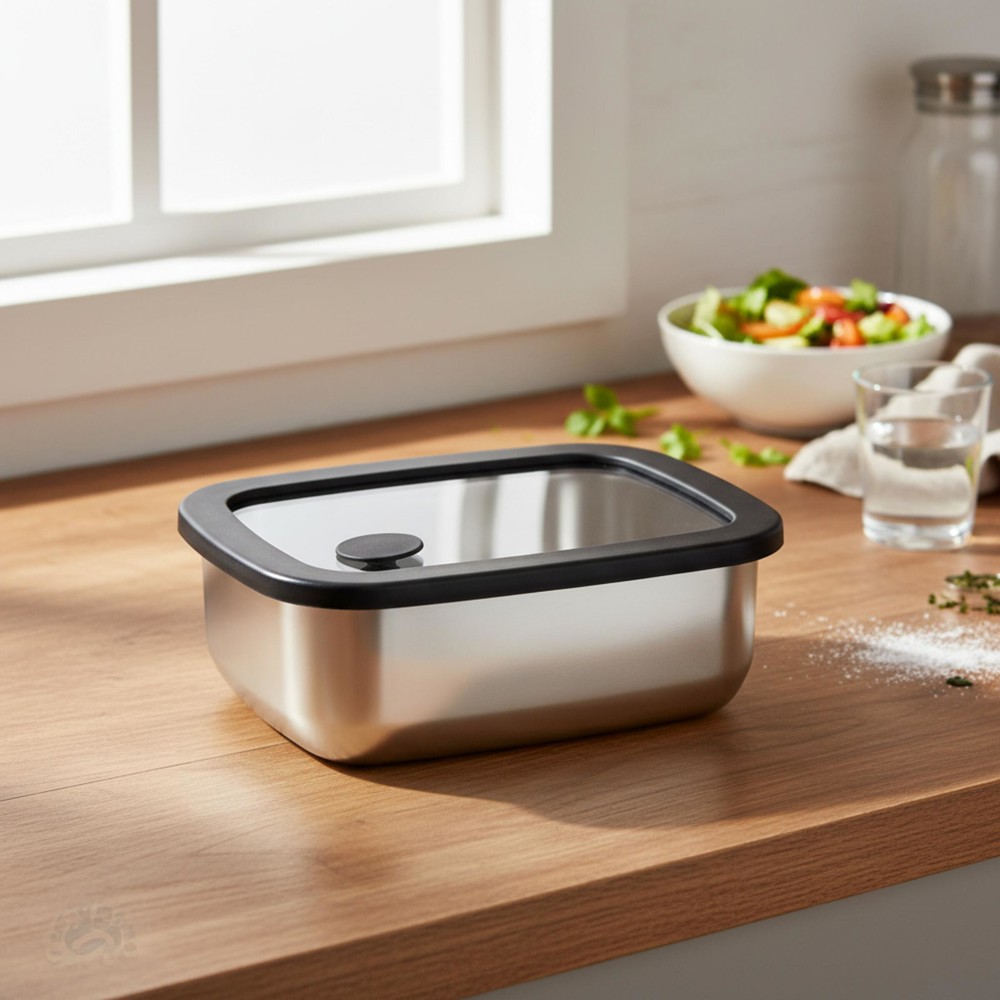 Edelstahl-Lunchbox mit Glasdeckel "RILO", 550 ml